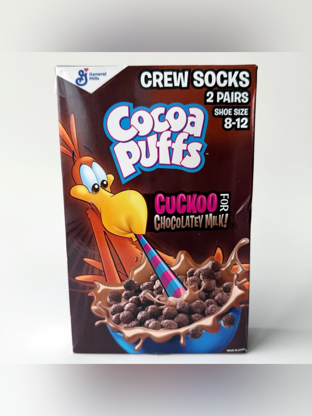 Cocoa Puffs Cereal Crew Socks Mens Womens 2 Pack Sunny Mascot Gift Set